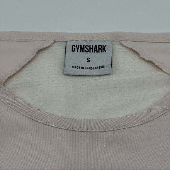 Gymshark Women’s Long Sleeve Crop Top Pale Pink Small Workout Mesh Thumb holes - Picture 9 of 12